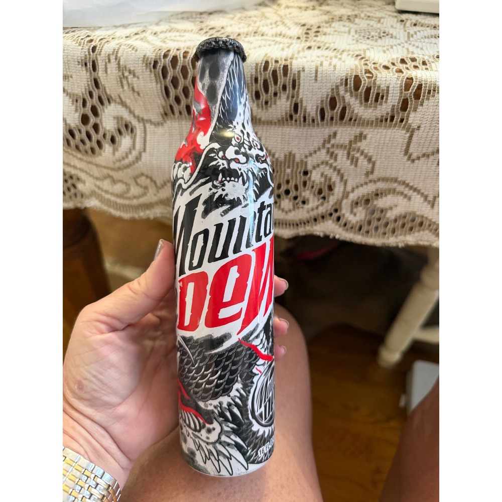 Mountain Dew Green Label Art 2008 Aluminum Bottle concrete Dragon Design
